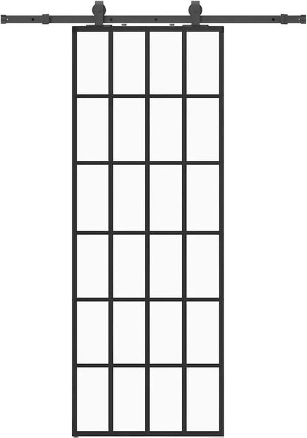 vidaXL Schiebetür aus ESG-Glas in Schwarz mit Beschlag, modern und transparent, B: 76 cm, H: 205 cm - Bild 1