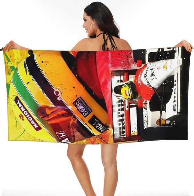 Ayrton Senna Rennwagen Strandtuch aus Mikrofaser, schnelltrocknend und saugfähig, Mehrfarbig, B/H: 70 x 140 cm - Bild 1