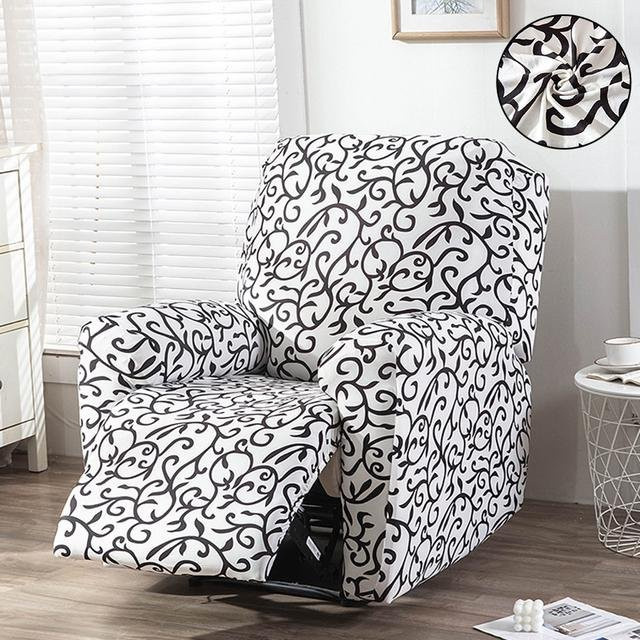Housmife Elastische Sesselhülle mit Grafikdesign in Weiß, Rutschfeste Stretch-Sofabezug aus Polyester und Elastan - Bild 1
