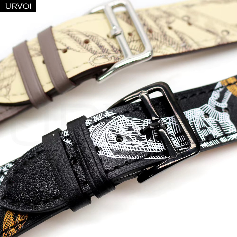 URVOI Uhrenarmband Leder, Schwarz, Unisex - Bild 3