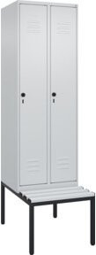 C+P Spind Classic PLUS Garderobenschrank mit Sitzbank, 2 Abteile, Lichtgrau, B/T/H: 212 x 60 x 81,5 cm - Bild 1