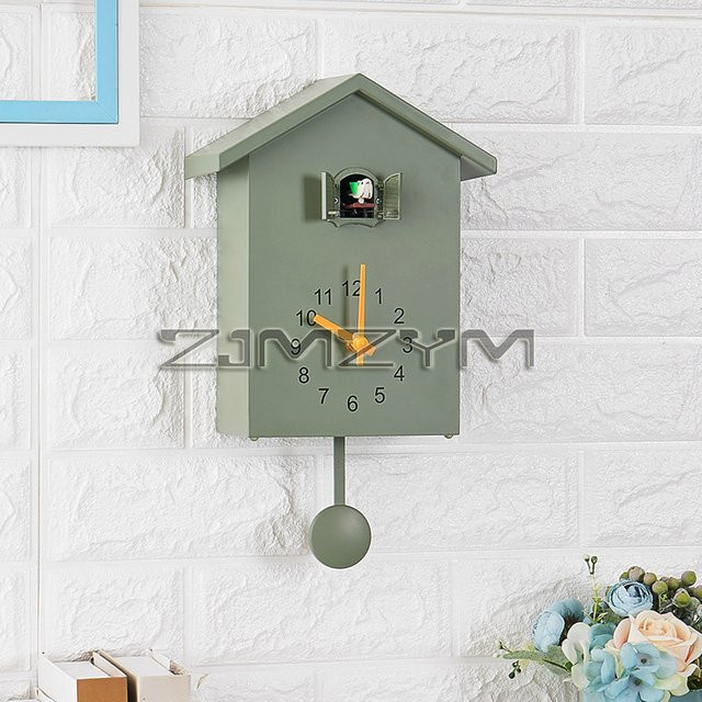 Moderne Kuckucksuhr von ZJMZYM in Orange mit Quarzwerk, Wanduhr mit Vogel-Design für Wohnzimmer und Büro, Breite: 20 cm, Höhe: 25 cm - Bild 1