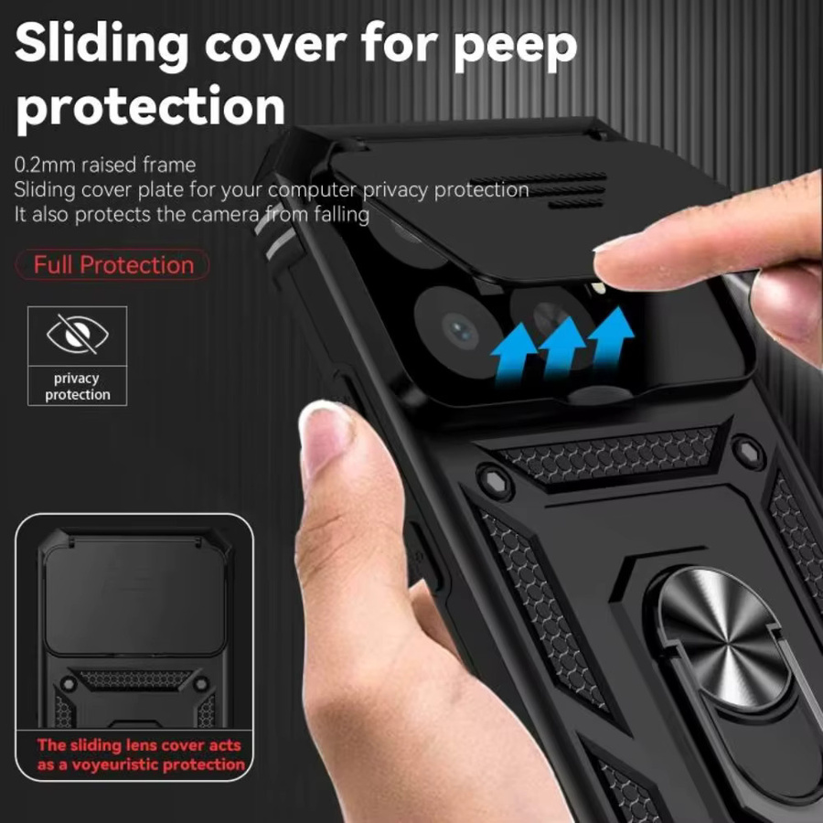 Stoßfeste Xiaomi 15T Pro Handyhülle mit magnetischem Ring und Kameraobjektivschutz in Schwarz - Bild 5