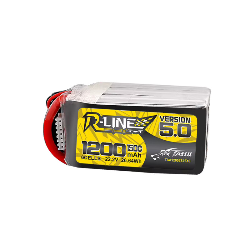 Tattu R-Line 5.0 Li-Ion Pack Lipo Batterie mit XT60 Stecker, 1400mAh, 150C, 6S, 22,2V für FPV Renn Drohnen und Quadcopter - Bild 1