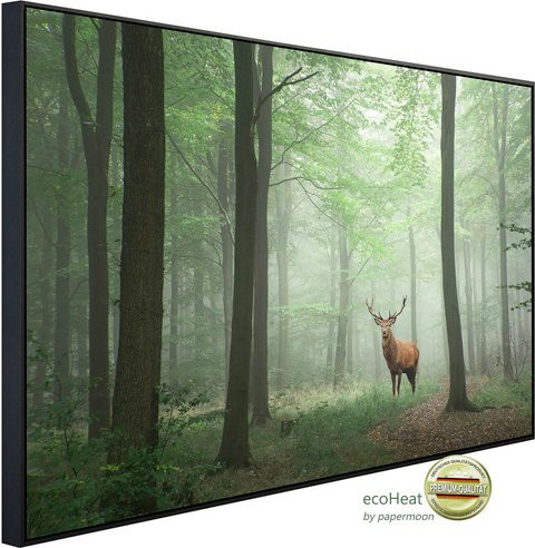 papermoon EcoHeat Infrarotheizung Hirsch im Wald mit Matt-Effekt in Bunt, App-Steuerung und Überhitzungsschutz - Bild 1