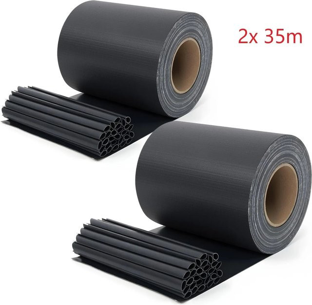 Sekey PVC Sichtschutzstreifen für Doppelstabmatten in Anthrazit, blickdicht, 2 x 35 m - Bild 1