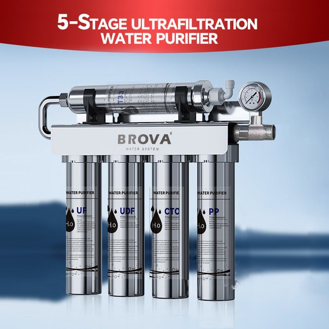 BROVA 5-stufiges Ultrafiltrations-Wasseraufbereitungssystem für die Küche mit Skalenhemmung und Kohle-UF-Filter in Silber - Bild 1