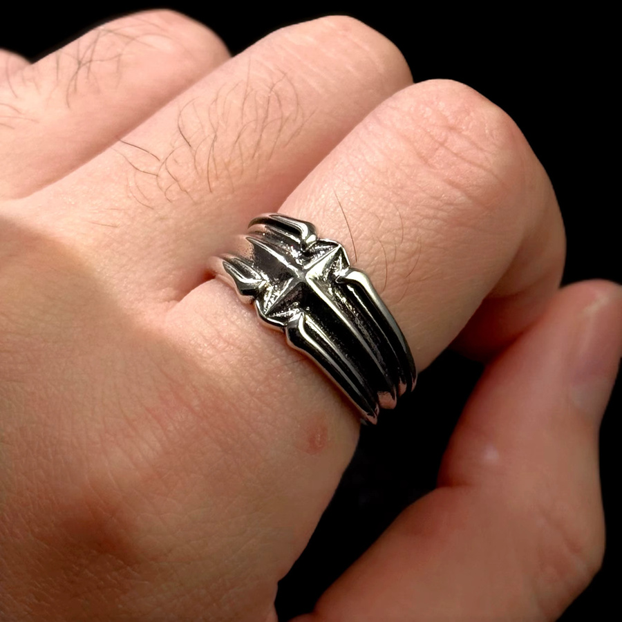 LENNIK Stern-Ring, versilbertes Messing, Unisex - Bild 3