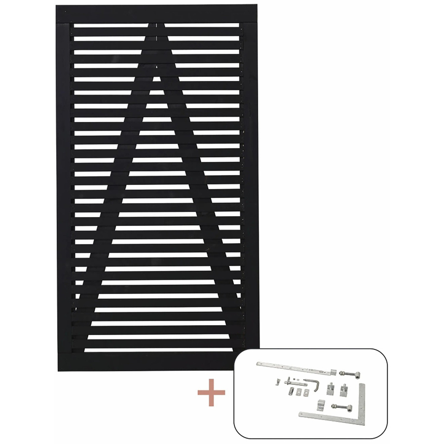 Plus Einzeltor Tokyo aus Nadelholz in Schwarz, Breite: 100 cm, Höhe: 180 cm - Bild 2