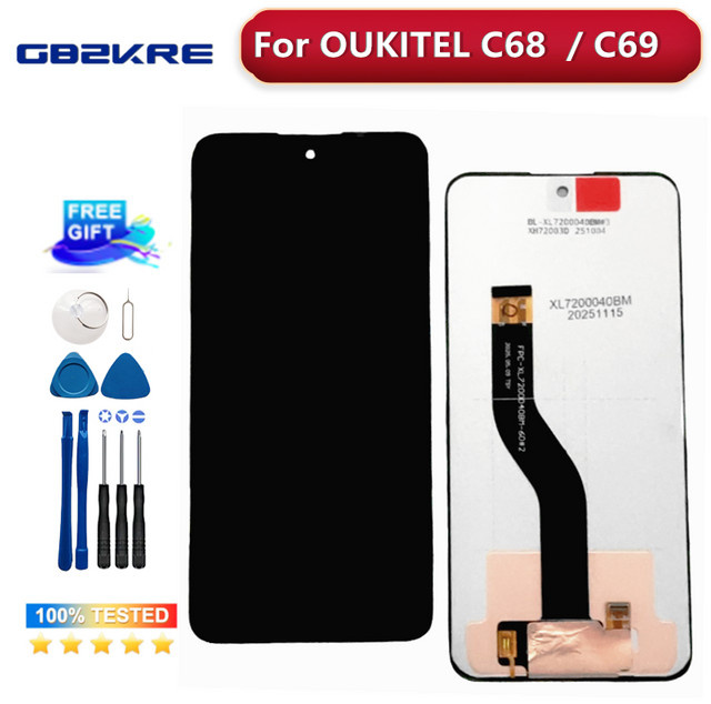 Oukitel Ersatz LCD Bildschirm mit Touch Screen für C68, C68 Pro, C68 Plus und C69 in Schwarz, 7,2 Zoll - Bild 1