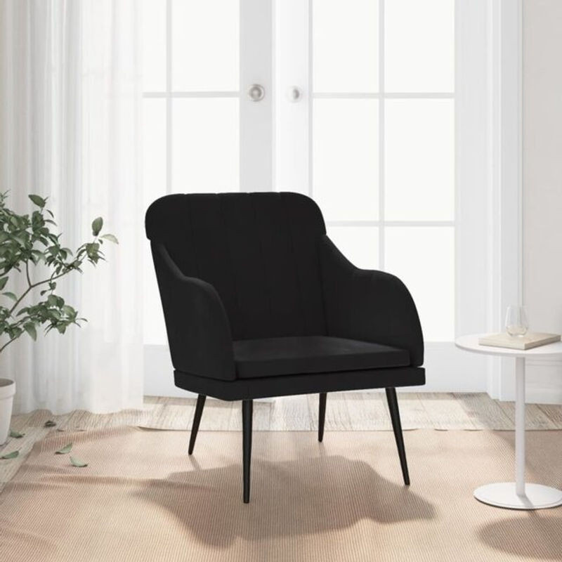 Modern Relaxsessel aus Samt und Metall von vidaXL in Schwarz, B/T/H: 63 x 76 x 80 cm - Bild 1