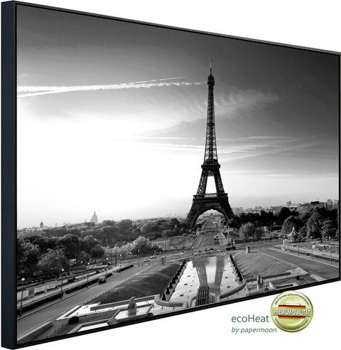 papermoon Infrarotheizung EcoHeat Paris Eiffelturm Schwarz Weiss mit Matt-Effekt und App-Steuerung - Bild 1