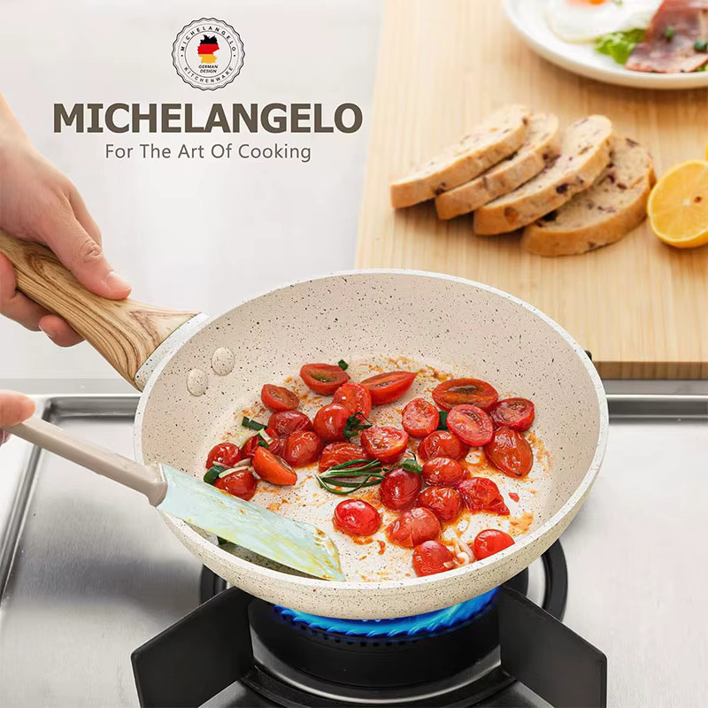 MICHELANGELO Antihaft-Keramik-Omelettpfanne mit Deckel, Weiß, Durchmesser: 20,32 cm - Bild 2
