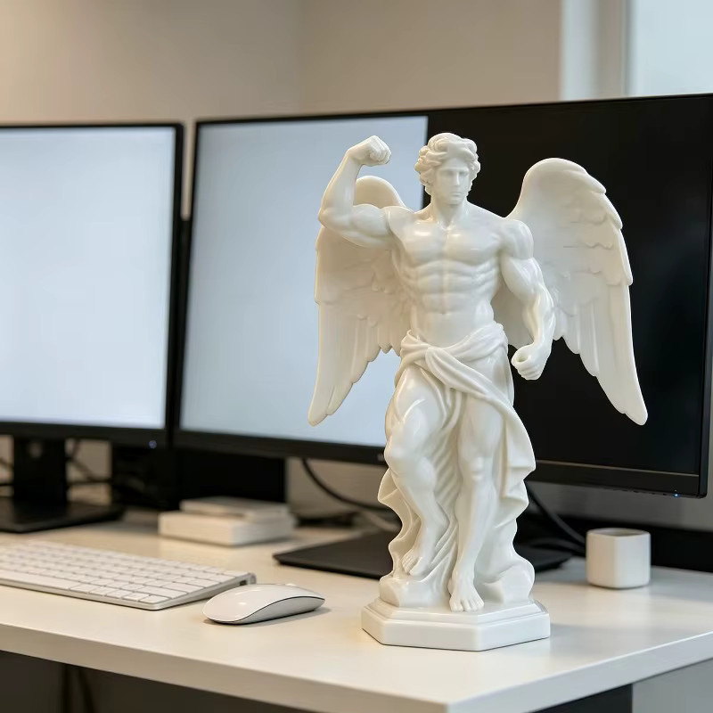 CELEBON Griechische Muskelengel-Statue in Weiß als moderne 3D-Druck Dekoration für dein Zuhause oder dein Büro - Bild 2