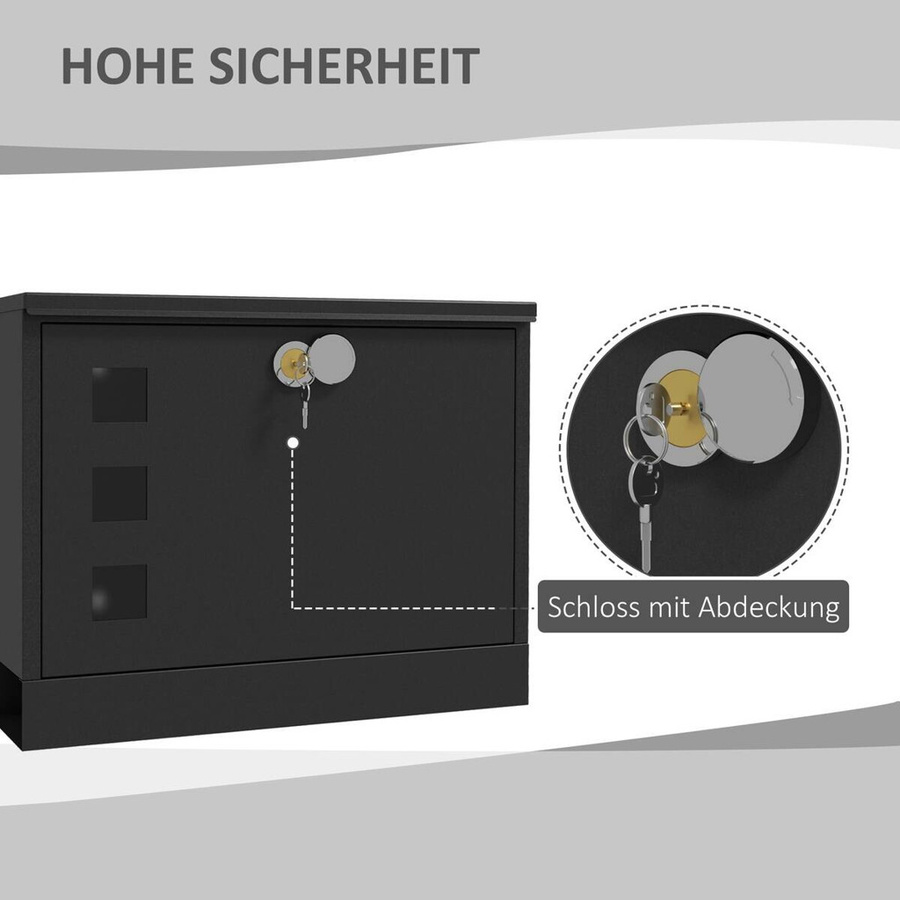 HOMCOM Briefkasten aus Metall in Schwarz B/H/L: 11,5 x 36,5 x 29 cm - Bild 3