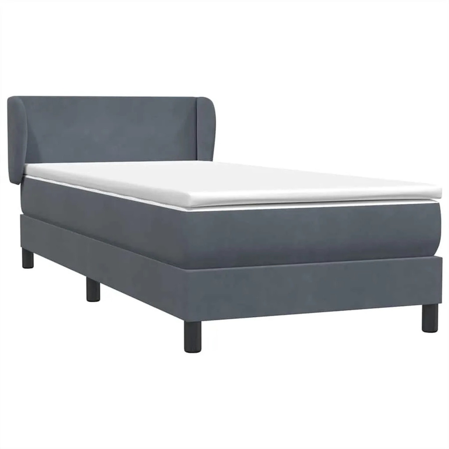 vidaXL Boxspringbett mit Matratze aus Samt in Dunkelgrau, B/T/H: 80 x 210 x 88 cm - Bild 2