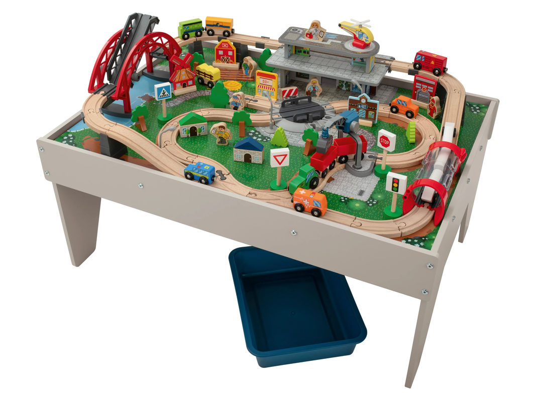 LUPILU Holzeisenbahn Spieltisch 100-teiliges Set ab 2 Jahren - Bild 2
