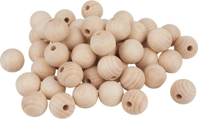 VBS Holzkugeln aus Buchenholz halbgebohrt, Farbe: Beige/Natural, Durchmesser: 2,5 cm, 50 Stück - Bild 1