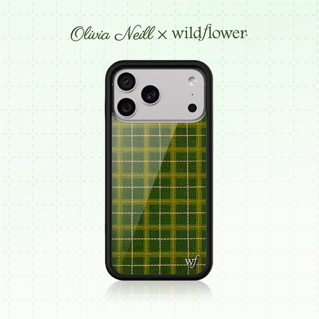 Wildflower ins Olivia Neill Handyhülle für iPhone 11 bis 17 Pro Max Plus, Grün Kariert, Stoßfeste Schutzhülle - Bild 1
