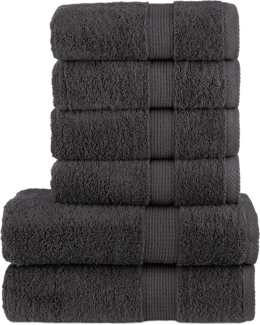 vidaXL 6-teiliges Premium-Handtuch-Set aus 100% Baumwolle in Anthrazit mit 600 g/m2 - Bild 1