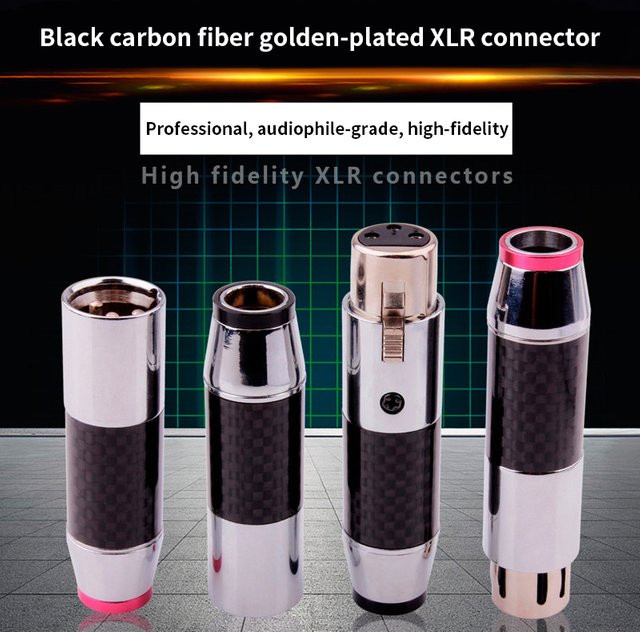 YYAUDIO High-End XLR Stecker oder Buchse aus Kohlefaser mit Rhodium- und Goldbeschichtung in Rot - Bild 1