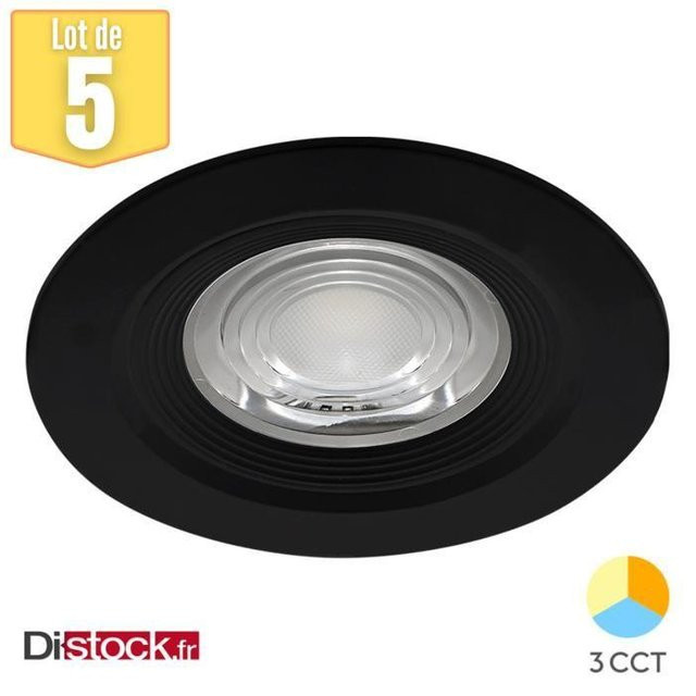 5er Set runde 3in1 LED-Einbauspots in Schwarz mit 7W und IP54 Schutzklasse - Bild 1