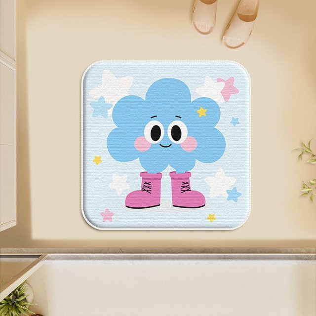 Rutschfeste Badezimmermatte aus Polyester in Blau mit Sternen-Design, saugfähig und schnelltrocknend, B/B: 40 x 40 cm - Bild 1