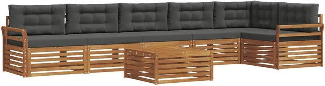 vidaXL Outdoor-Sofagarnitur 7-teilig aus Akazienholz mit Kissen in Anthrazit und Natur - Bild 1