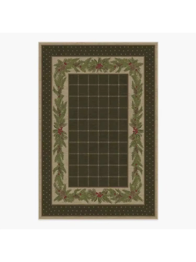 Minimalistischer Teppich mit grünem Pflanzenblumenmuster im Retro-Stil, weicher Plüsch, maschinenwaschbar und rutschfest für dein Wohnzimmer - Bild 2