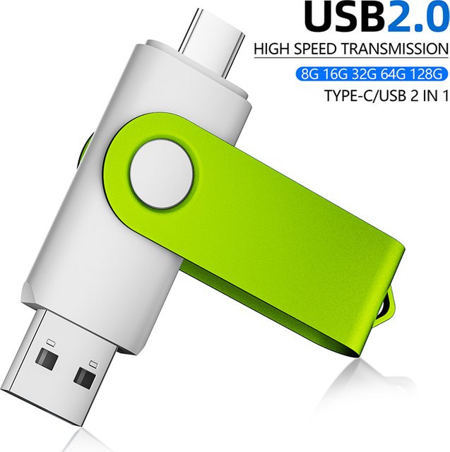 JASTER 2-in-1 USB-C OTG Flash-Laufwerk 128 GB, USB 2.0 Memory Stick mit Metallclip in Weiß - Bild 1