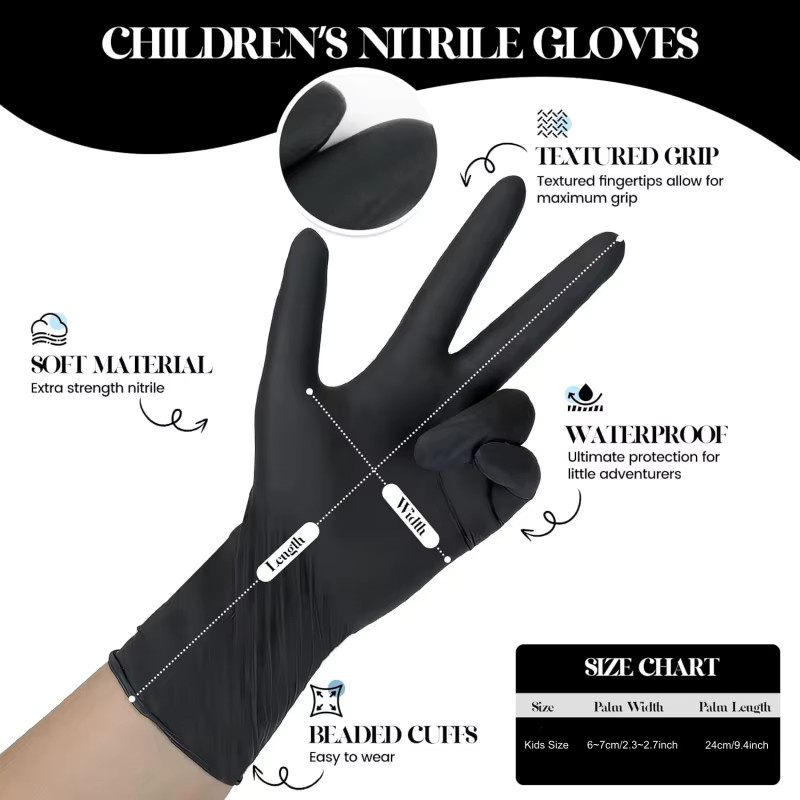 INMAICH Nitril-Einweghandschuhe für Kinder, latexfrei, Schwarz und Pink, 3,5 mil Stärke - Bild 2