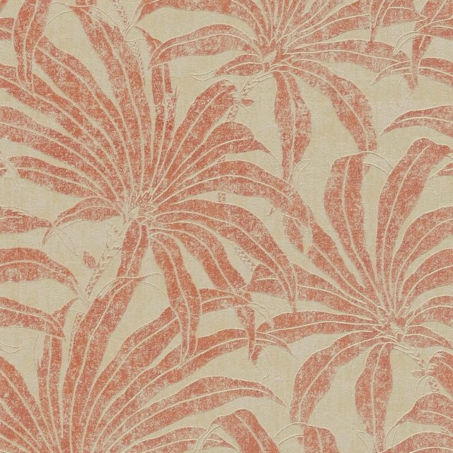 PROFHOME Natur Tapete Dschungel in Beige, Rot und Orange, florales Design, Vlies, Breite: 0,53 m, Länge: 10,05 m - Bild 1