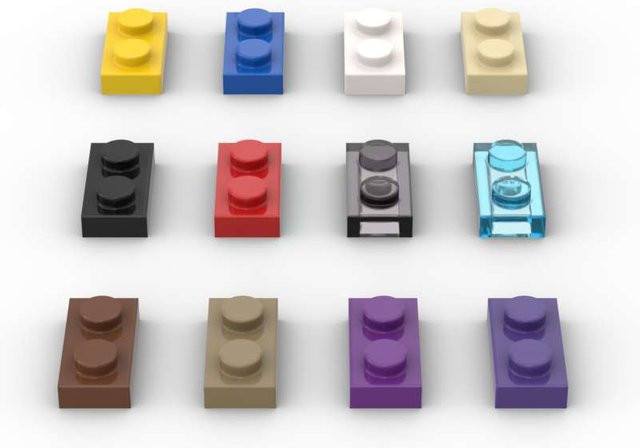 SixBricks 3023 Platte 1x2 Bausteine Kit, 10-teiliges Set, Bunt / Mehrfarbig - Bild 1