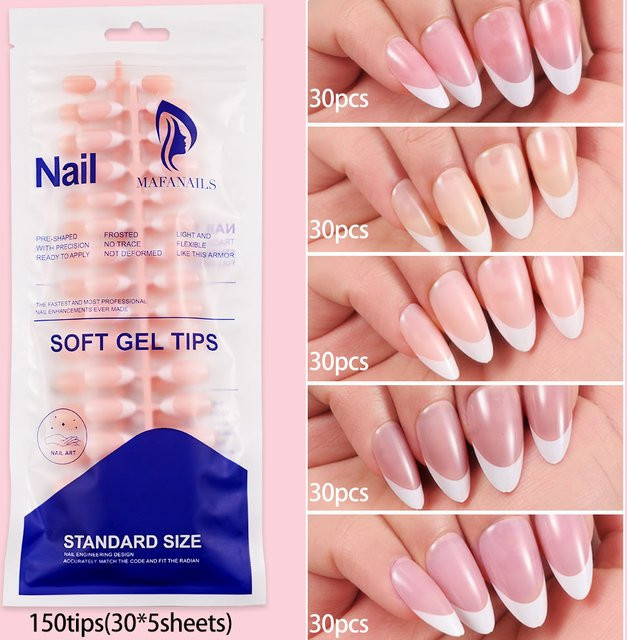 MAFANAILS Kunstnägel, Mandelform, matt, nackt/rosa, 150 Stück - Bild 1