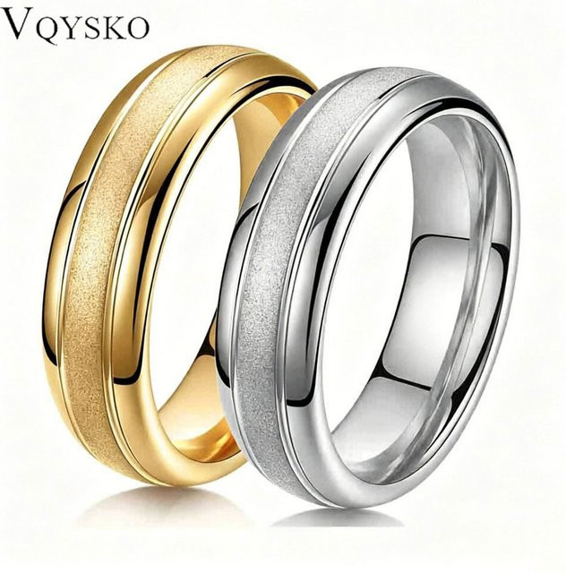 VQYSKO Edelstahlring, Gold, matt, Unisex - Bild 1