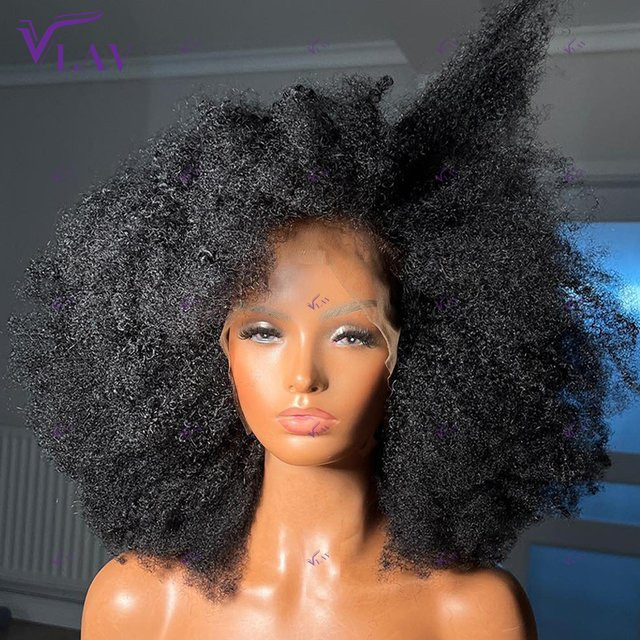 VLAV Afro Kinky Glueless Perücke, Echthaar, 400er Dichte, Damen - Bild 1