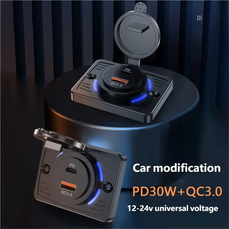 USB-Steckdose mit 2–4 Ports für Bus, ATV und LKW, Schwarz, PD 30 W Typ C und QC 22,5 W Schnellladung mit QC3.0 - Bild 3