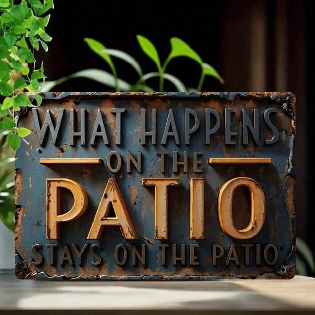 Rustikales Metall-Terrassenschild CIFBUY mit Typografie What Happens on Patio Stays on Patio als Wanddekoration für Garten und Außenbereich, B: 30,5 cm, H: 76,2 cm - Bild 1