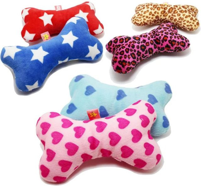 BC Pet Supplies Knochen-Hundespielzeug, Plüsch-Welpen-Quietschspielzeug, blue - Bild 1