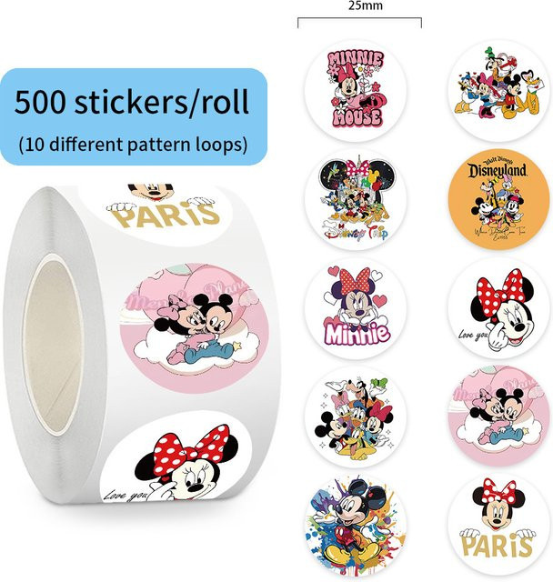 Disney Mickey und Minnie Graffiti-Aufkleber, 500 Stück/Rolle, multicolor - Bild 1