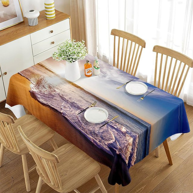 JMG Household Supplies Tischdecke aus Polyester mit Meeresmotiv Muscheln und Seesternen, Rechteckig, Mehrfarbig, B: 100 cm, T: 140 cm - Bild 1