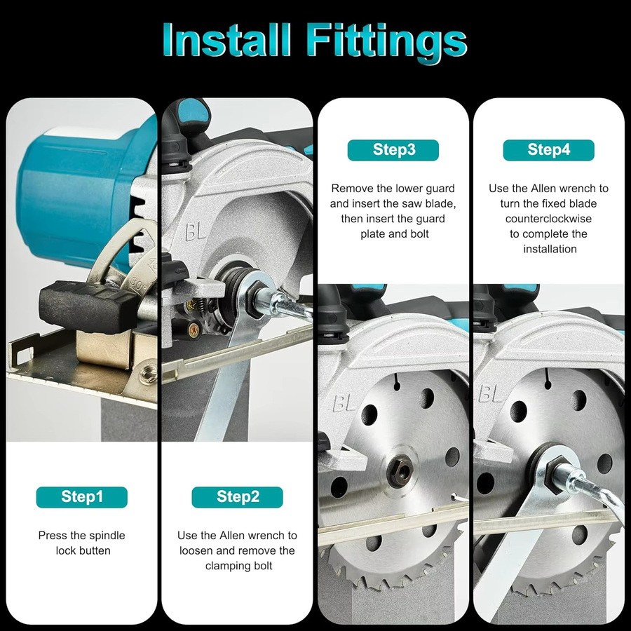 Makita Mini-Elektro-Kreissäge kabellos mit 1850W und 150mm Durchmesser, blau, passend für Makita 18V LXT Akkus - Bild 4