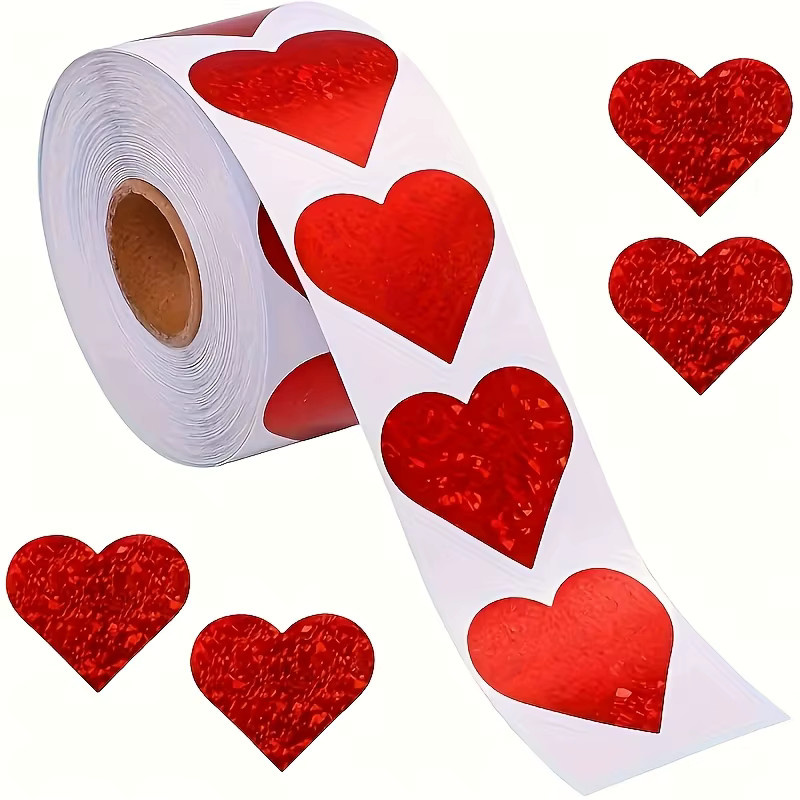 500 rote Herz-Aufkleber aus Papier für Valentinstag, Backen und Verpackungen - Bild 3
