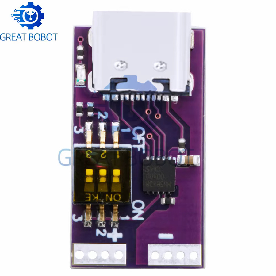 100W Typ-C PD Schnellladegerät-Modul mit Festausgang 5V 9V 12V 15V 20V 5A für DC-Laptop, Motor und LED-Beleuchtung in Violett - Bild 3
