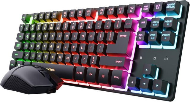 Trust GXT 832 Thado TKL Funk-Tastatur und Funkmaus Set mit mechanischer Tastatur in Schwarz - Bild 1