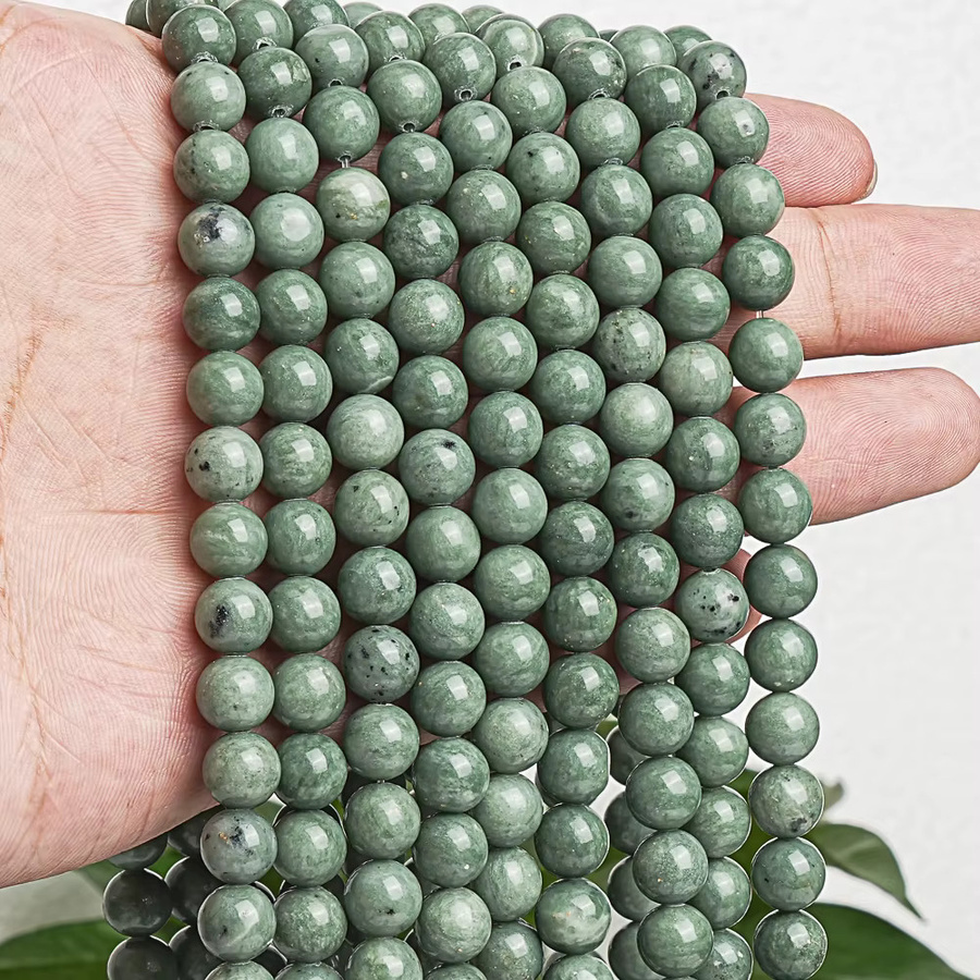 Perlen Naturstein Jade, grün, rund, 8 mm - Bild 2