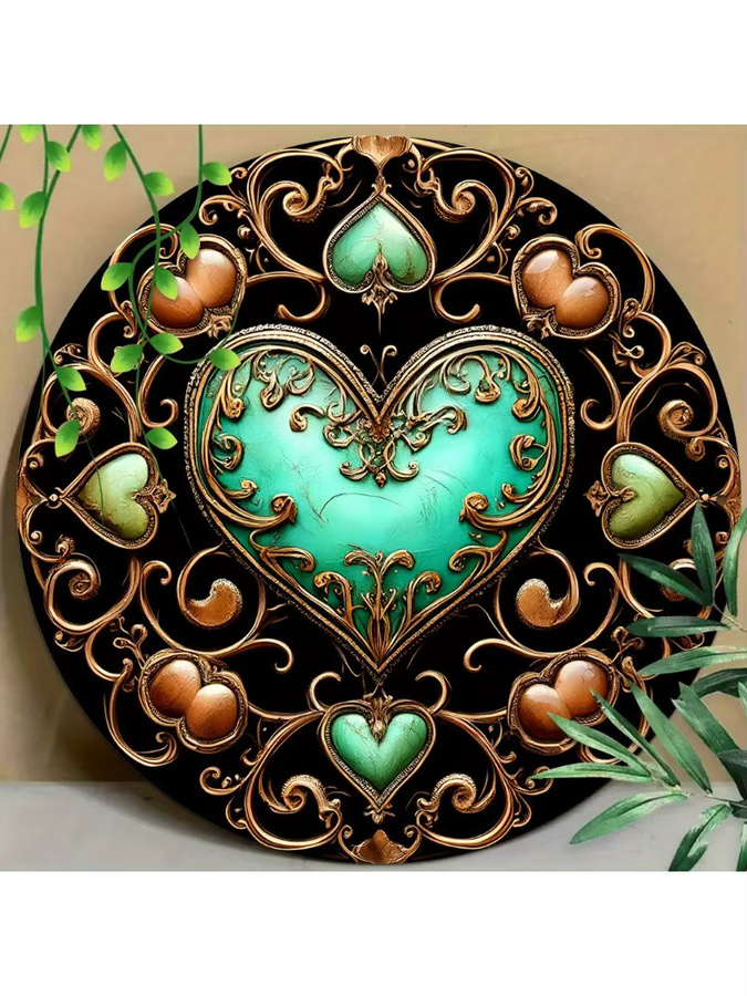 Potdemiel Vintage Love Heart Aluminium Wandkunst Herz Dekoration, B/H: 20,3 x 20,3 cm - Bild 4
