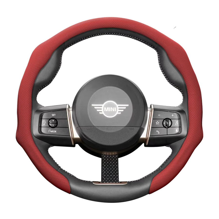 Hocasen Mini-Lenkradbezug aus perforiertem Leder für Countryman Cooper 2, 4-türig, Cabrio SE All4 R56 F56 R50, Schwarz-Rot - Bild 2