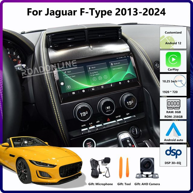 Roadonline Android 14 Multimedia Player für Jaguar F-Type 2013-2024 mit 10,25 Zoll Display, Snapdragon 665, GPS, CarPlay und Stereo Receiver in Schwarz - Bild 1