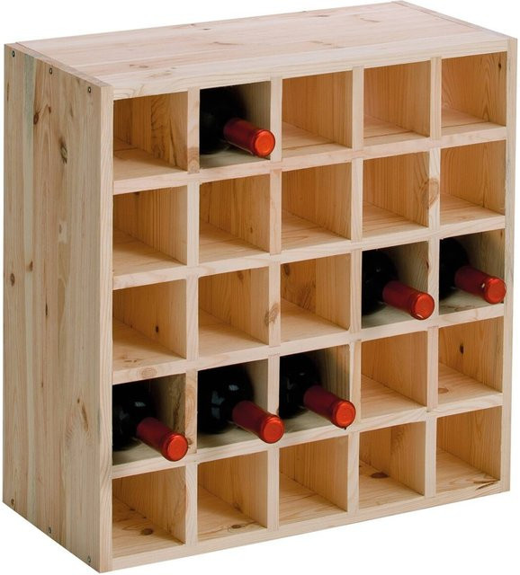 Zeller Weinregal aus Kiefernholz in Natur Braun für 25 Flaschen B/H/T: 25 x 52 x 52 cm - Bild 1